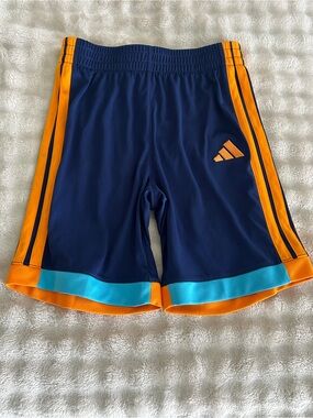 adidas Navy with Orange & Teal Kids Athletic Shorts